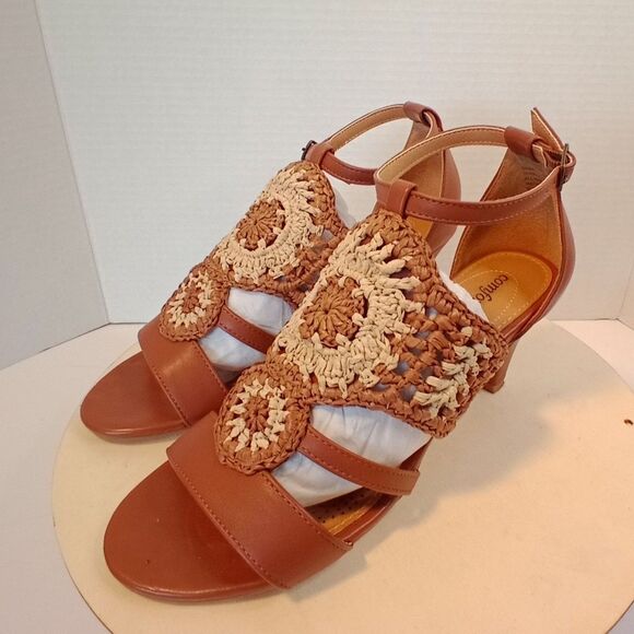 COMFORTVIEW Brown Woven Open Toe Women's Sandals Size 7M - Picture 1 of 13